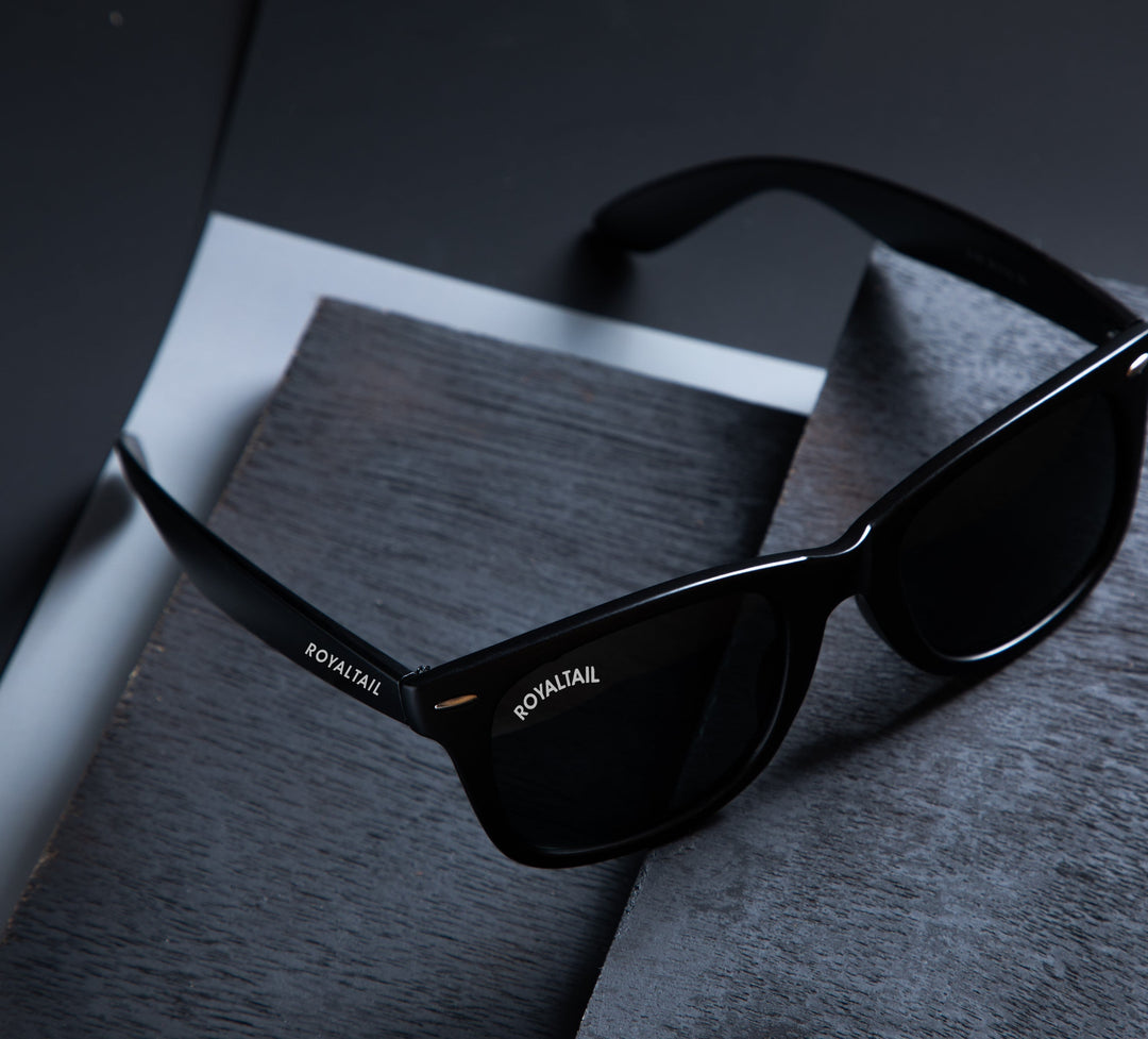Black wayfarer sunglasses with black lenses, photo 8