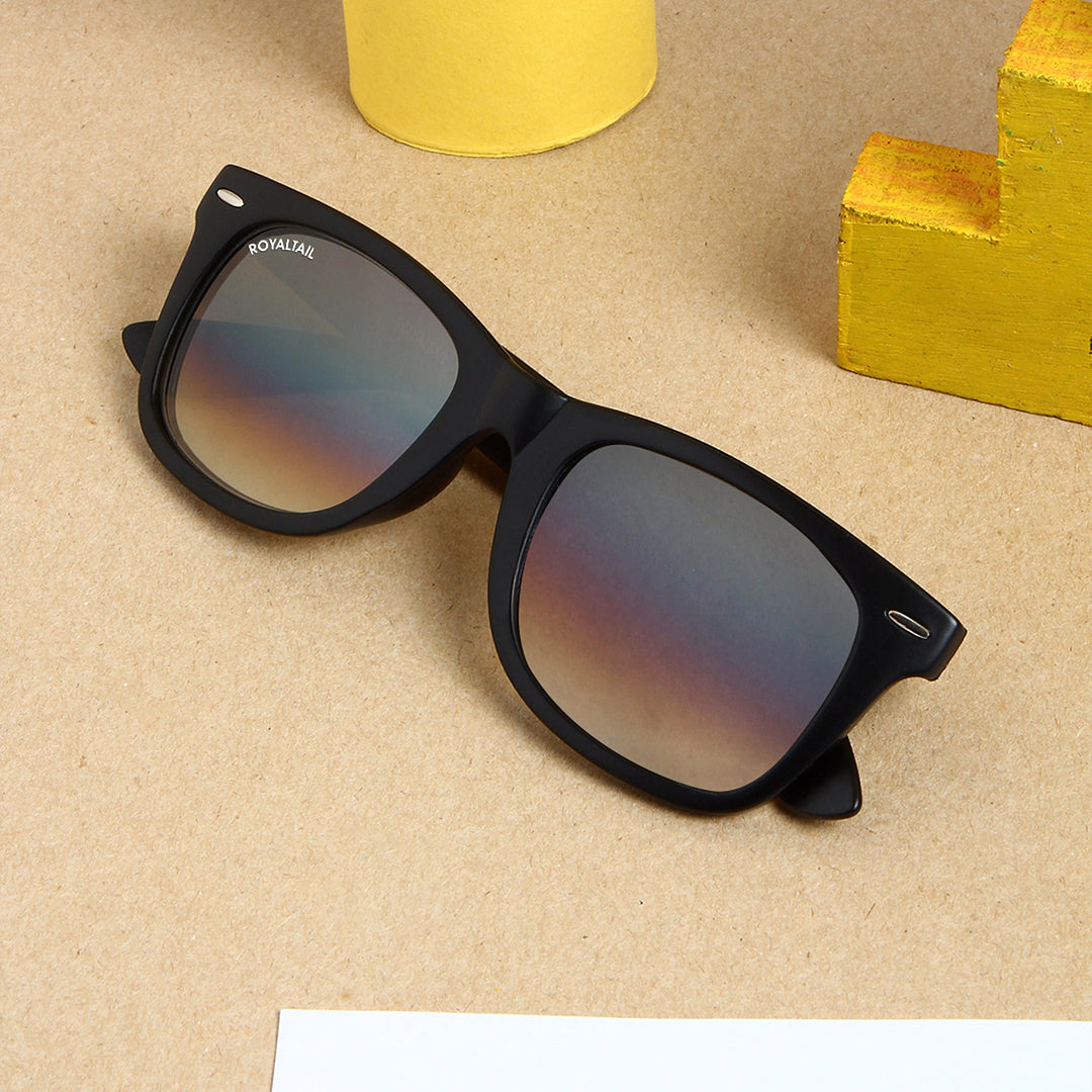 Black wayfarer sunglasses with brown gradient lenses – ROYALTAIL