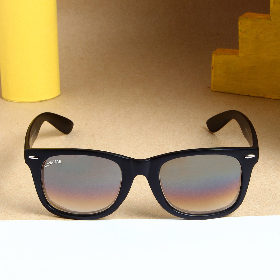 Wayfarer sunglasses for men and women, black frame and brown gradient lenses