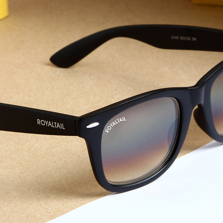 ROYALTAIL black wayfarer sunglasses, brown gradient lens