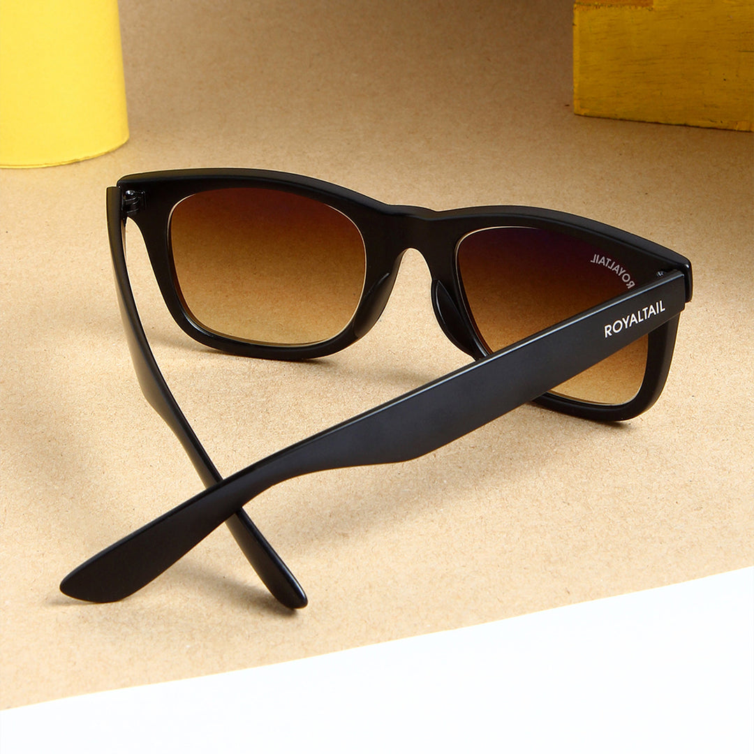 Black wayfarer sunglasses with brown gradient lenses, photo 5