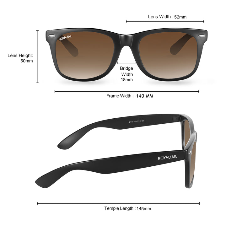 Black wayfarer sunglasses with brown gradient lenses, photo 6