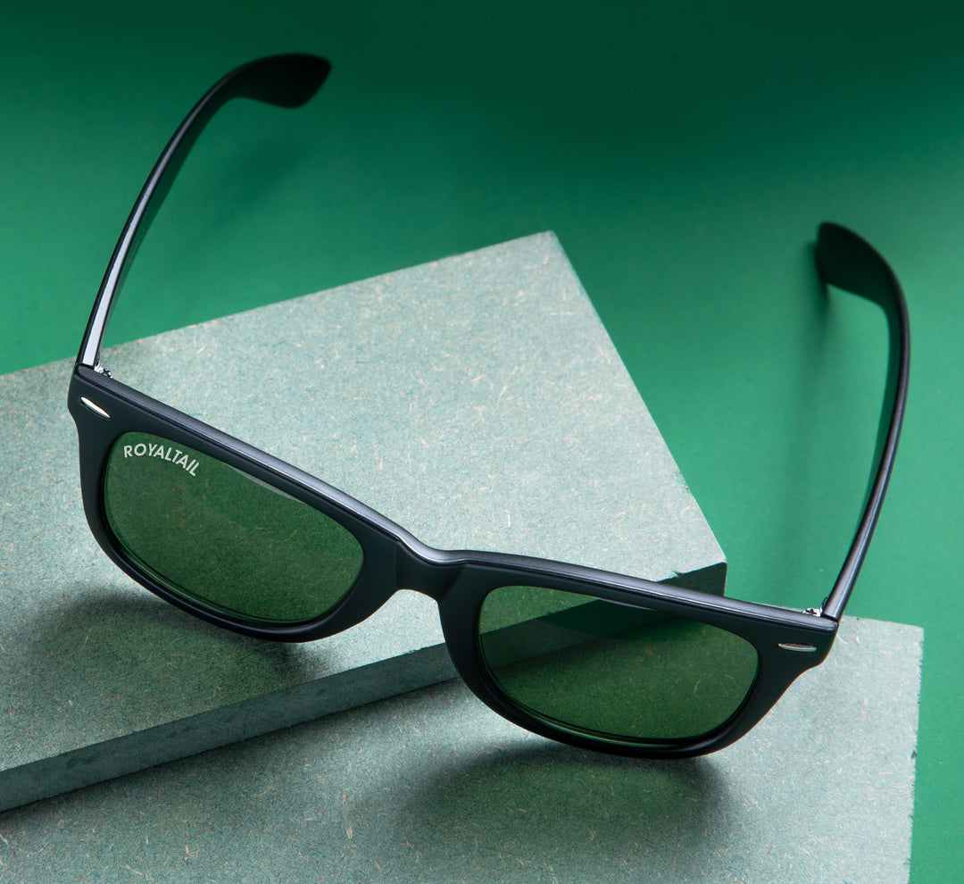 Black wayfarer sunglasses with green lenses, photo 10