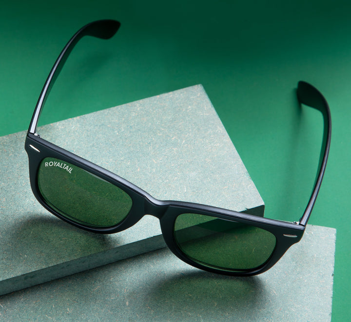 Black wayfarer sunglasses with green lenses, photo 10