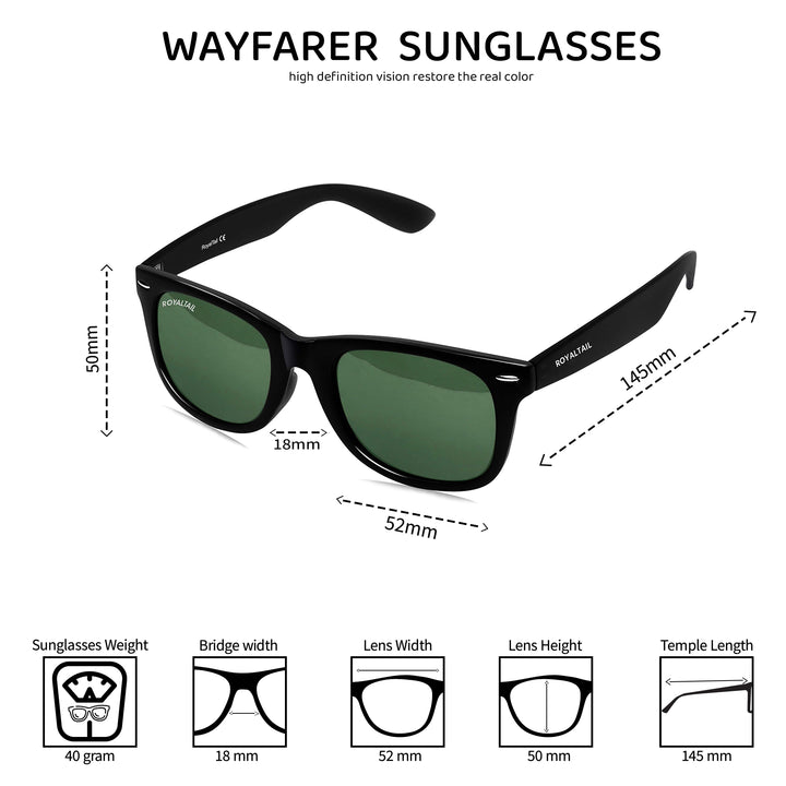 Black wayfarer sunglasses with green lenses, photo 12