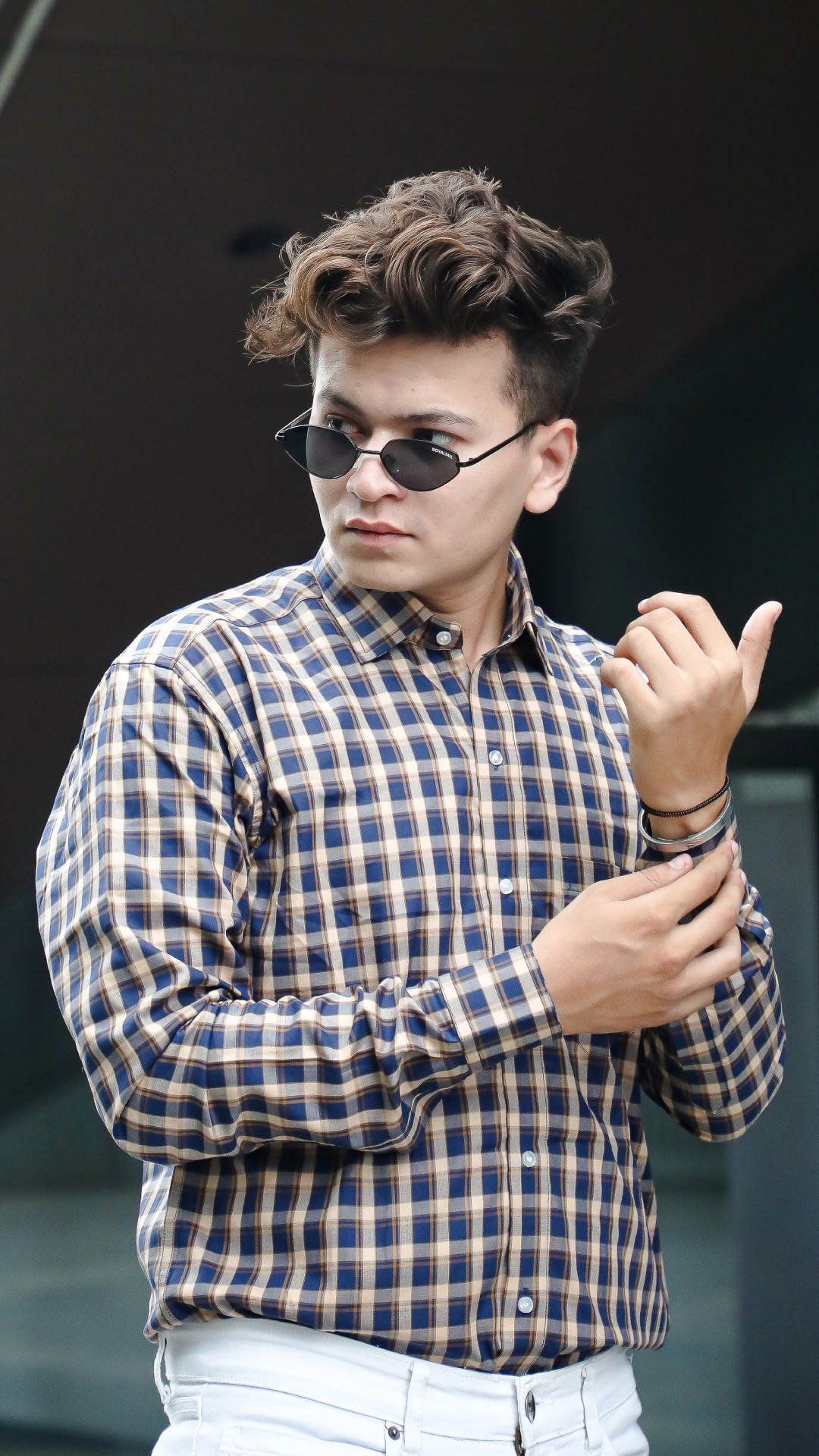 Blue & Brown Check Giza Cotton Shirt by ROYALTAIL