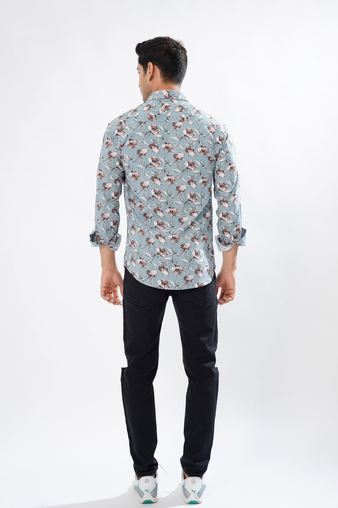 Blue & Brown Paisley Print Cotton Shirt for men, photo 5