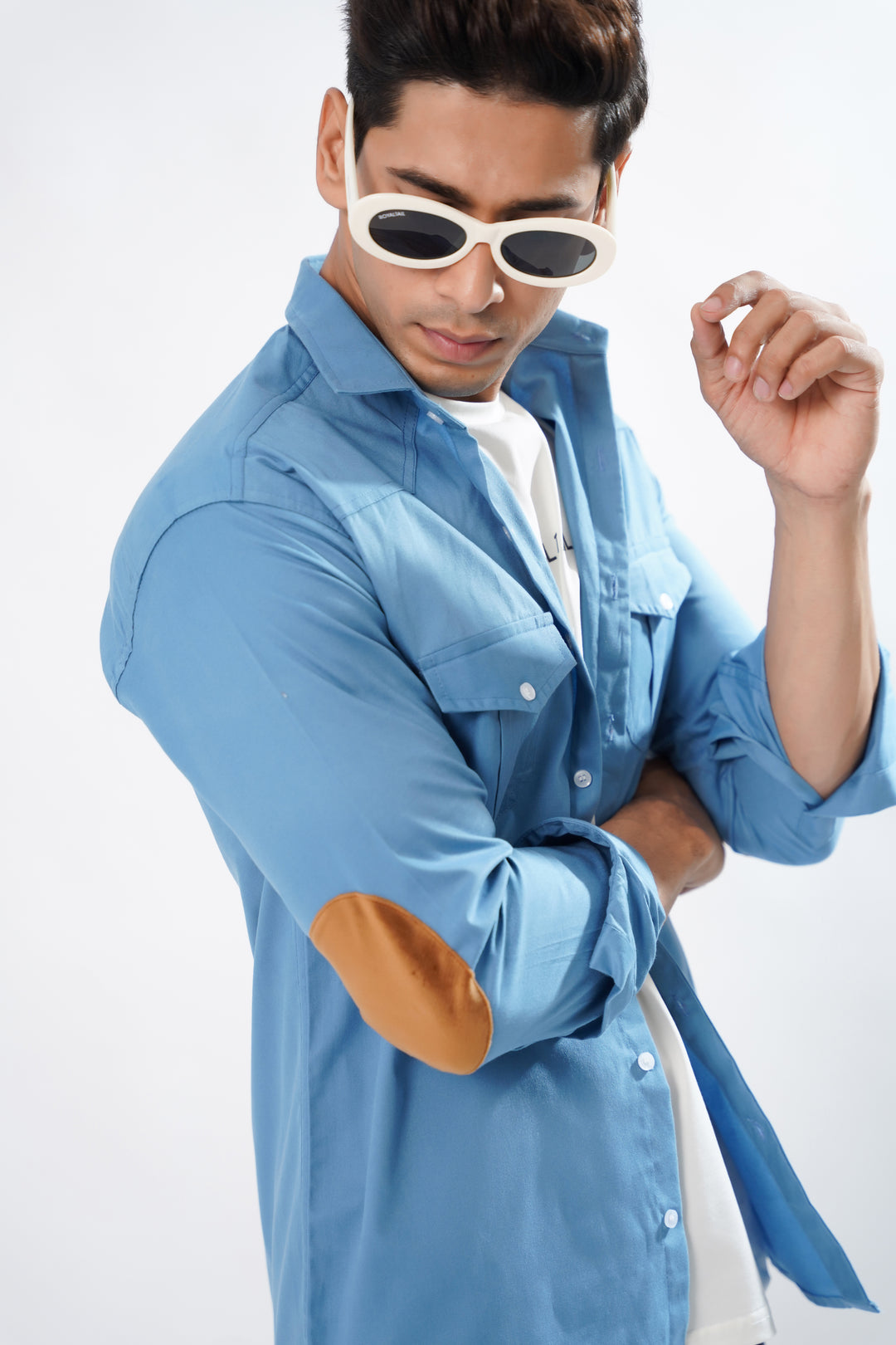 Blue Cargo Pocket Cotton Shirt for men – ROYALTAIL