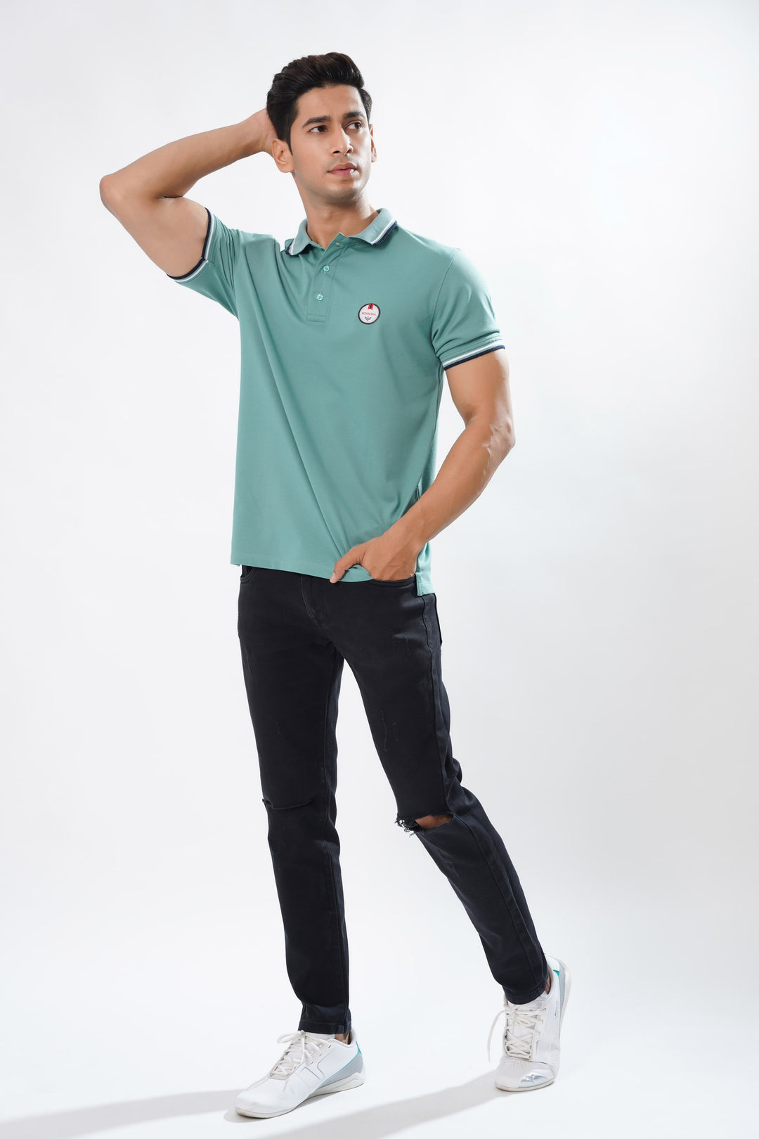 Blue Pique Cotton Polo T-Shirt by ROYALTAIL