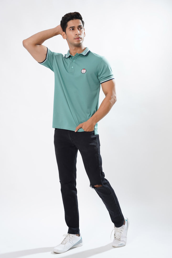 Blue Pique Cotton Polo T-Shirt by ROYALTAIL