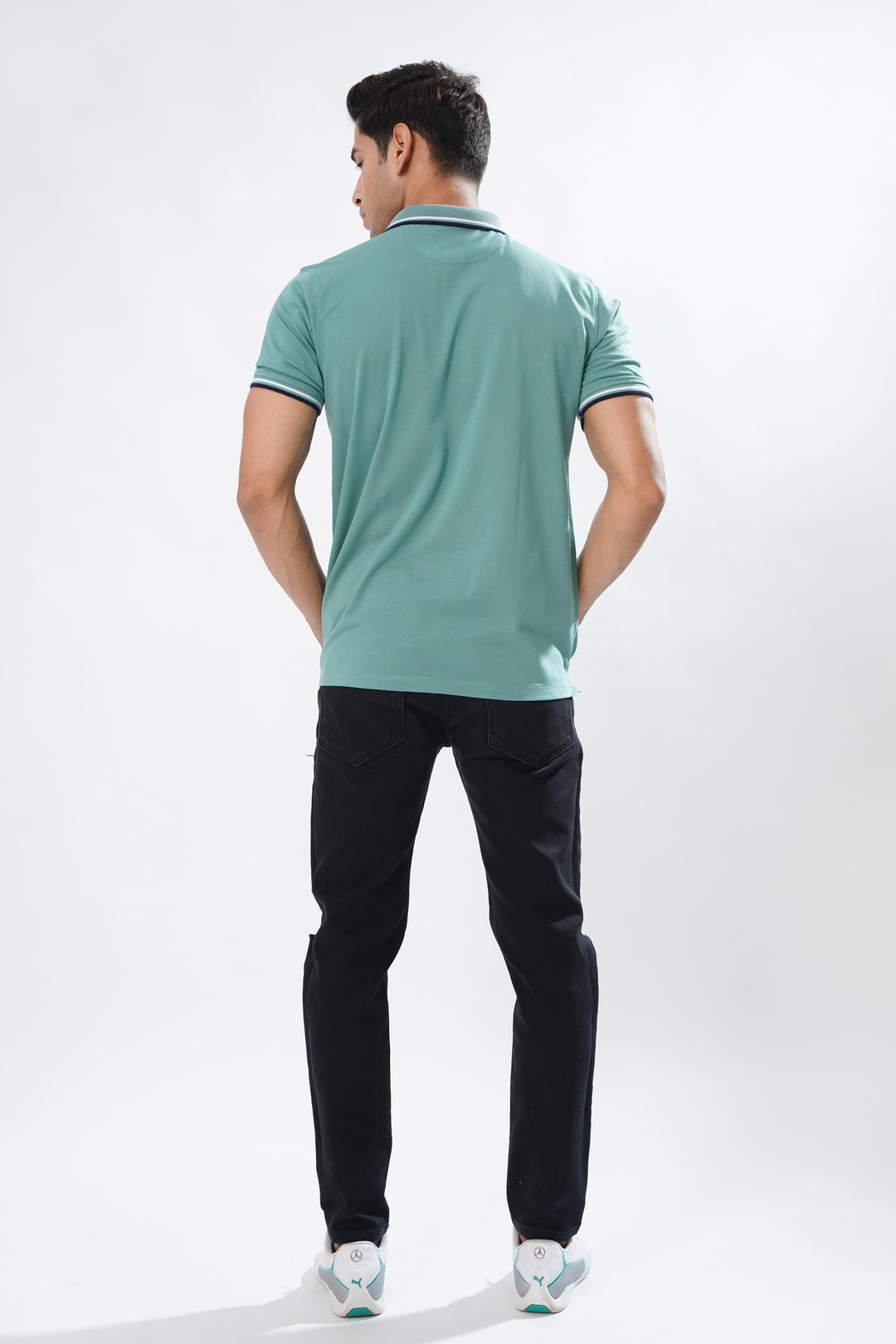 Blue Pique Cotton Polo T-Shirt for men, photo 4