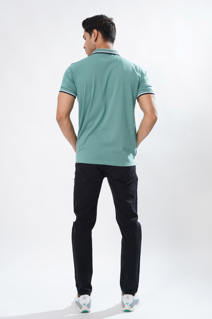 Blue Pique Cotton Polo T-Shirt for men, photo 4