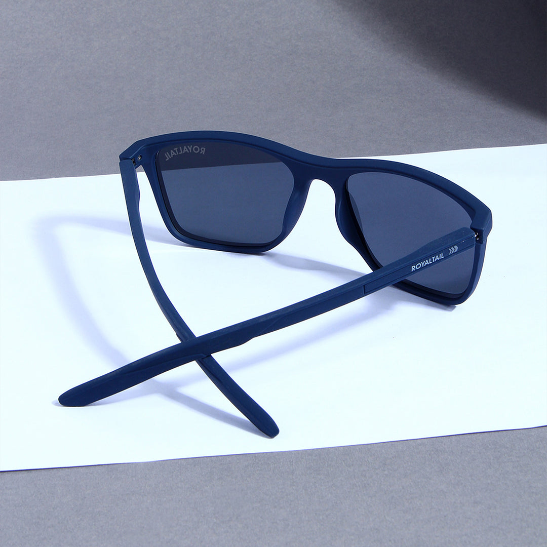 Blue square sunglasses with black lenses, photo 5