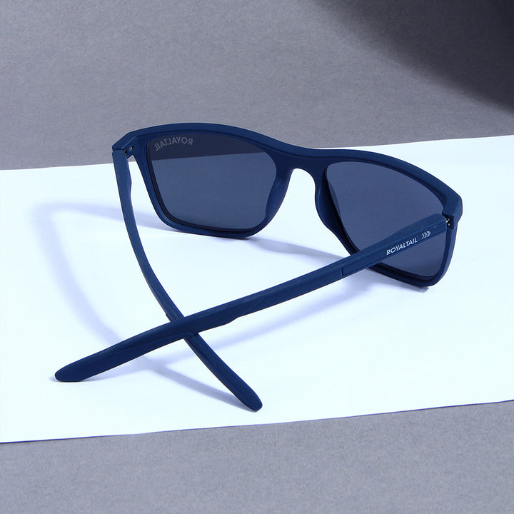 Blue square sunglasses with black lenses, photo 5