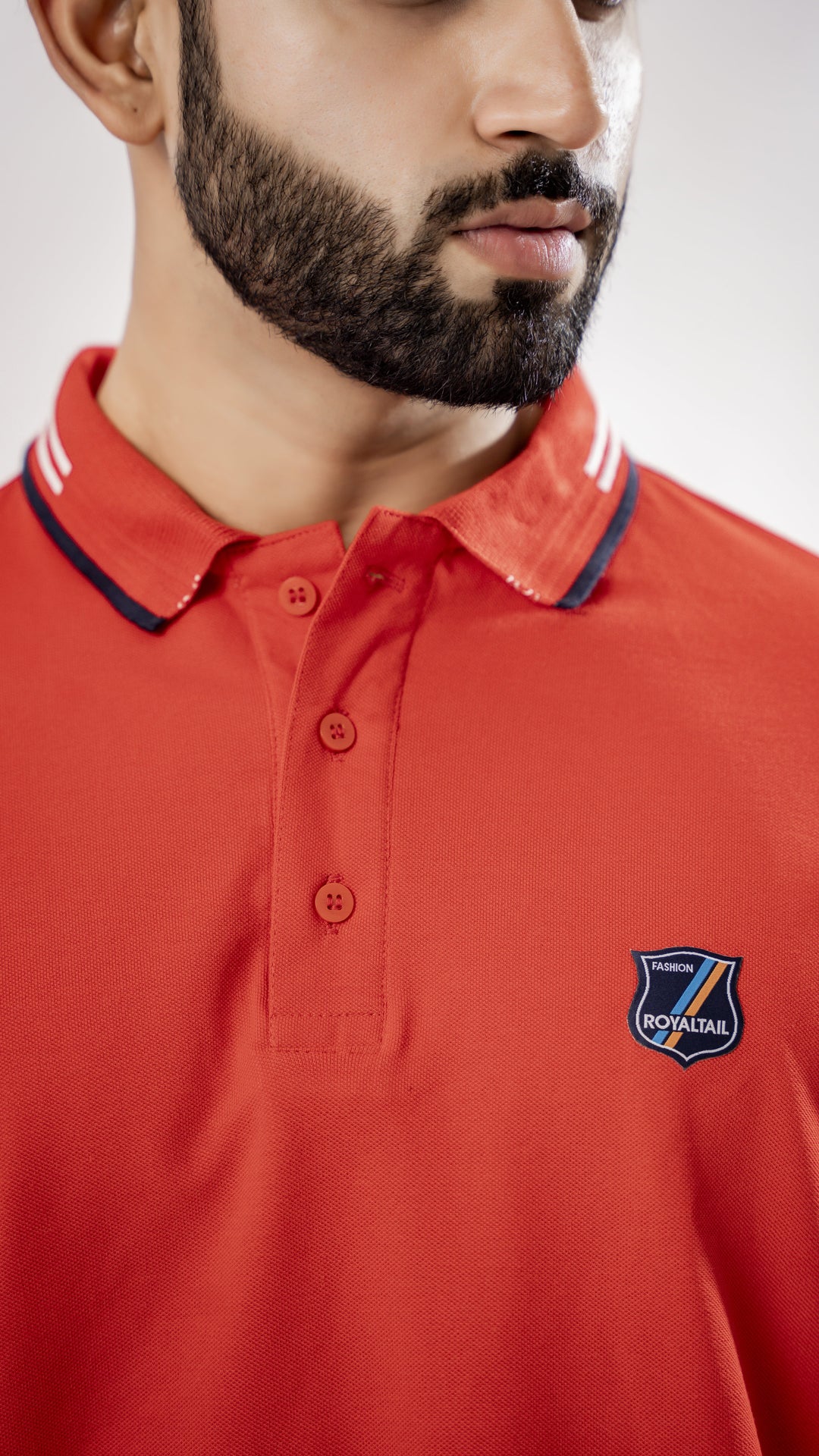 Bright Red Pique Cotton Polo T-Shirt for men, photo 4