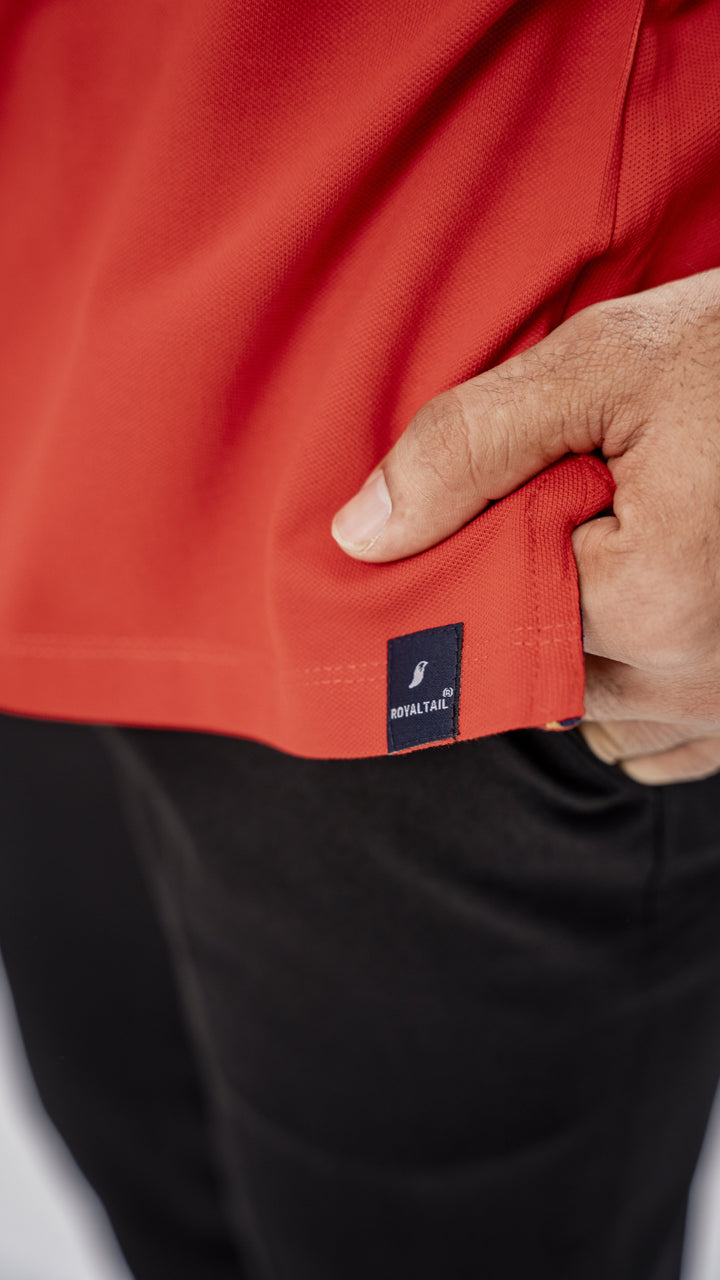 Bright Red Pique Cotton Polo T-Shirt for men, photo 5