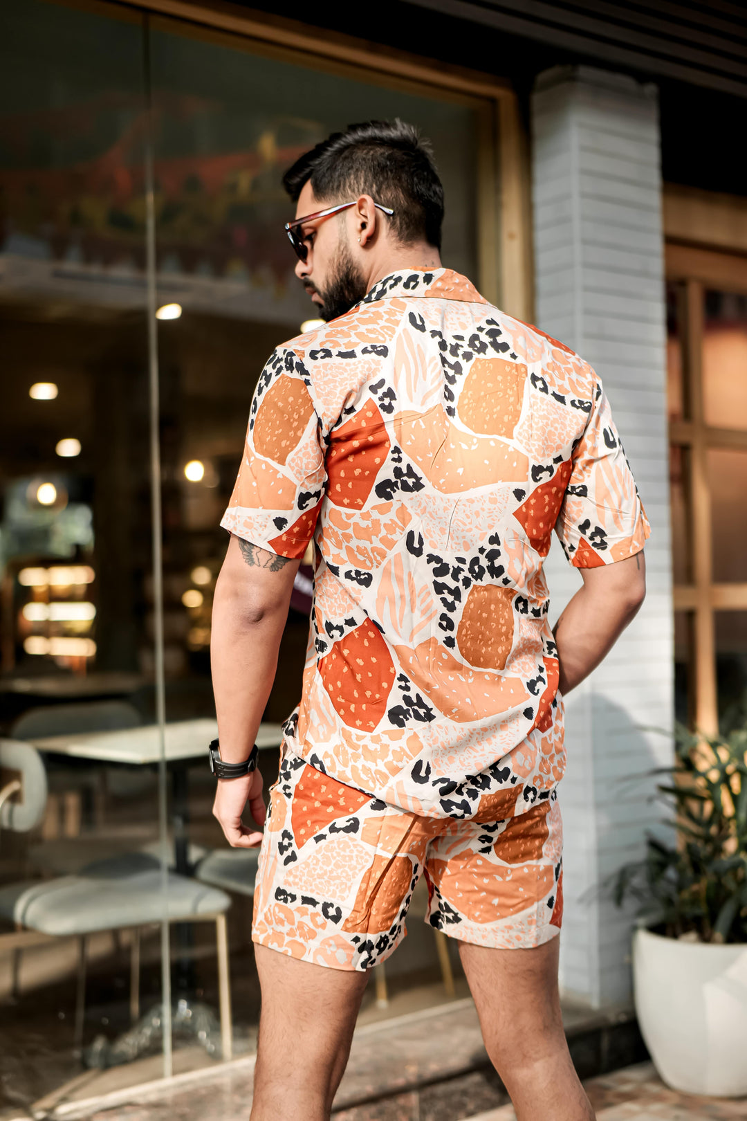 Brown & White Print Rayon Co-ord Set by ROYALTAIL