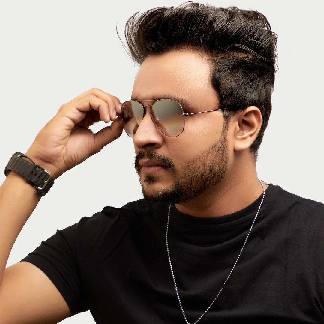 Aviator sunglasses for men and women, brown frame and dark brown gradient lenses