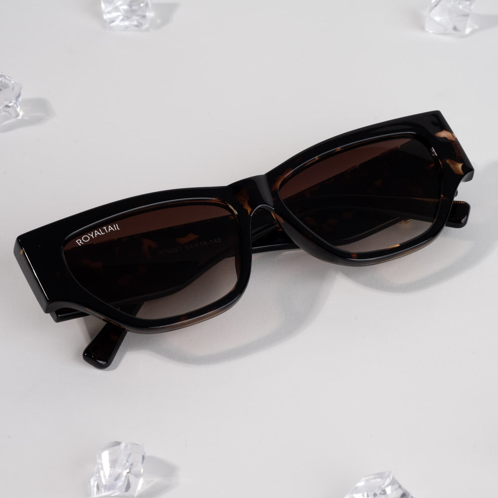 Cat-eye sunglasses for men and women, brown frame and brown lenses