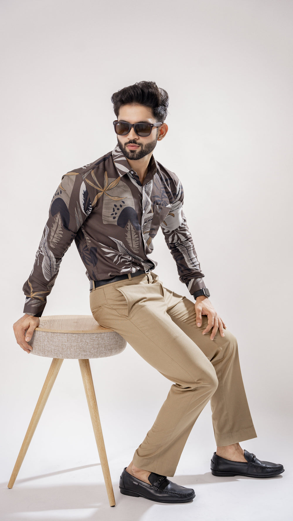 Men's Brown Floral Paisley Print Cotton Shirt