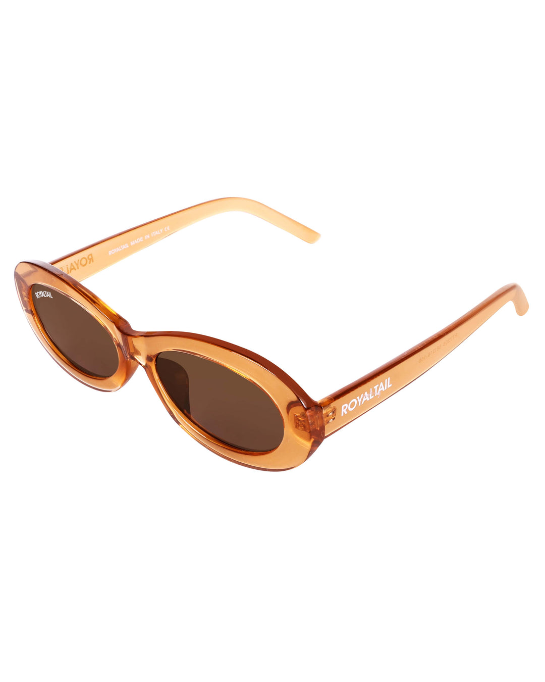 Narrow oval sunglasses for men and women, brown frame and brown lenses