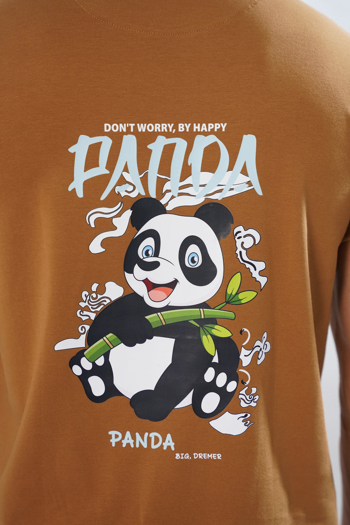 Brown Panda Graphic Organic Cotton T-Shirt for men, photo 6