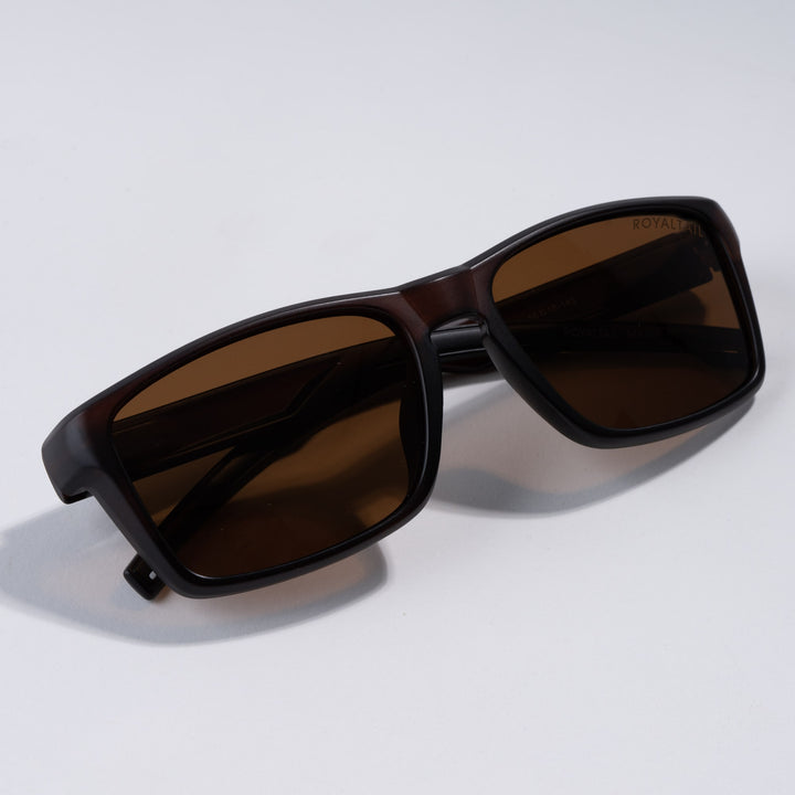 Rectangle sunglasses for men and women, brown frame and brown lenses