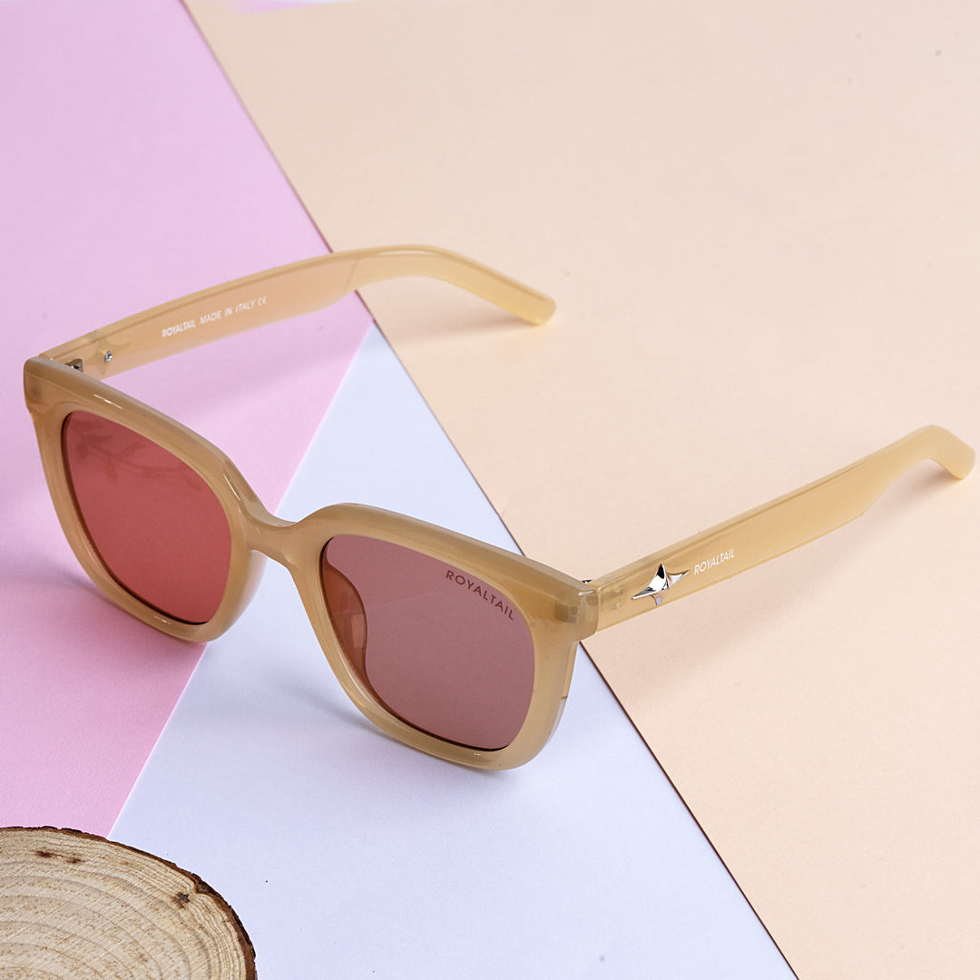Brown square sunglasses with light pink lenses – ROYALTAIL