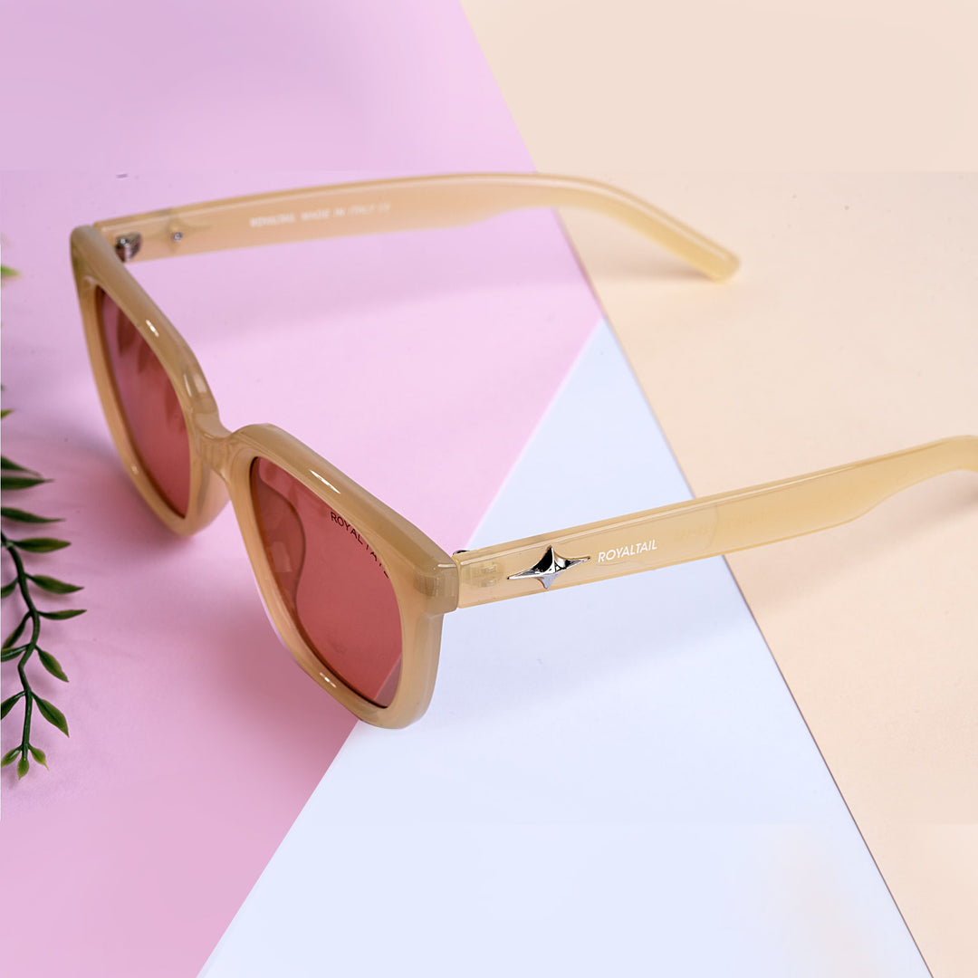 ROYALTAIL brown square sunglasses, light pink lens