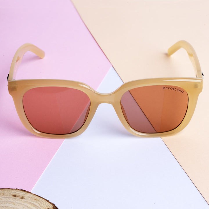 Brown square sunglasses with light pink lenses, photo 4