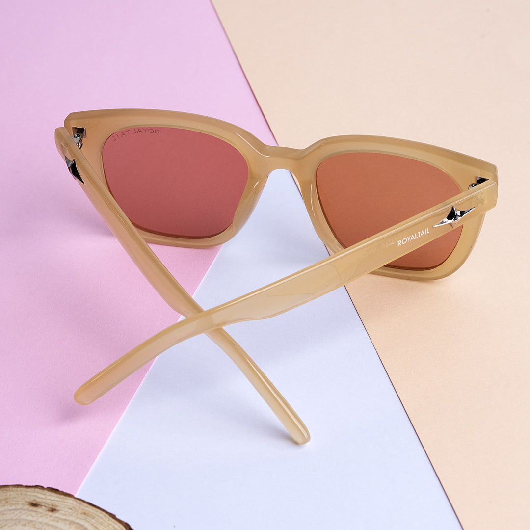 Brown square sunglasses with light pink lenses, photo 5