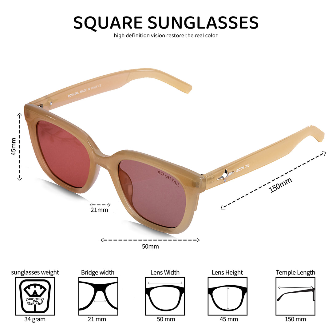 Brown square sunglasses with light pink lenses, photo 6