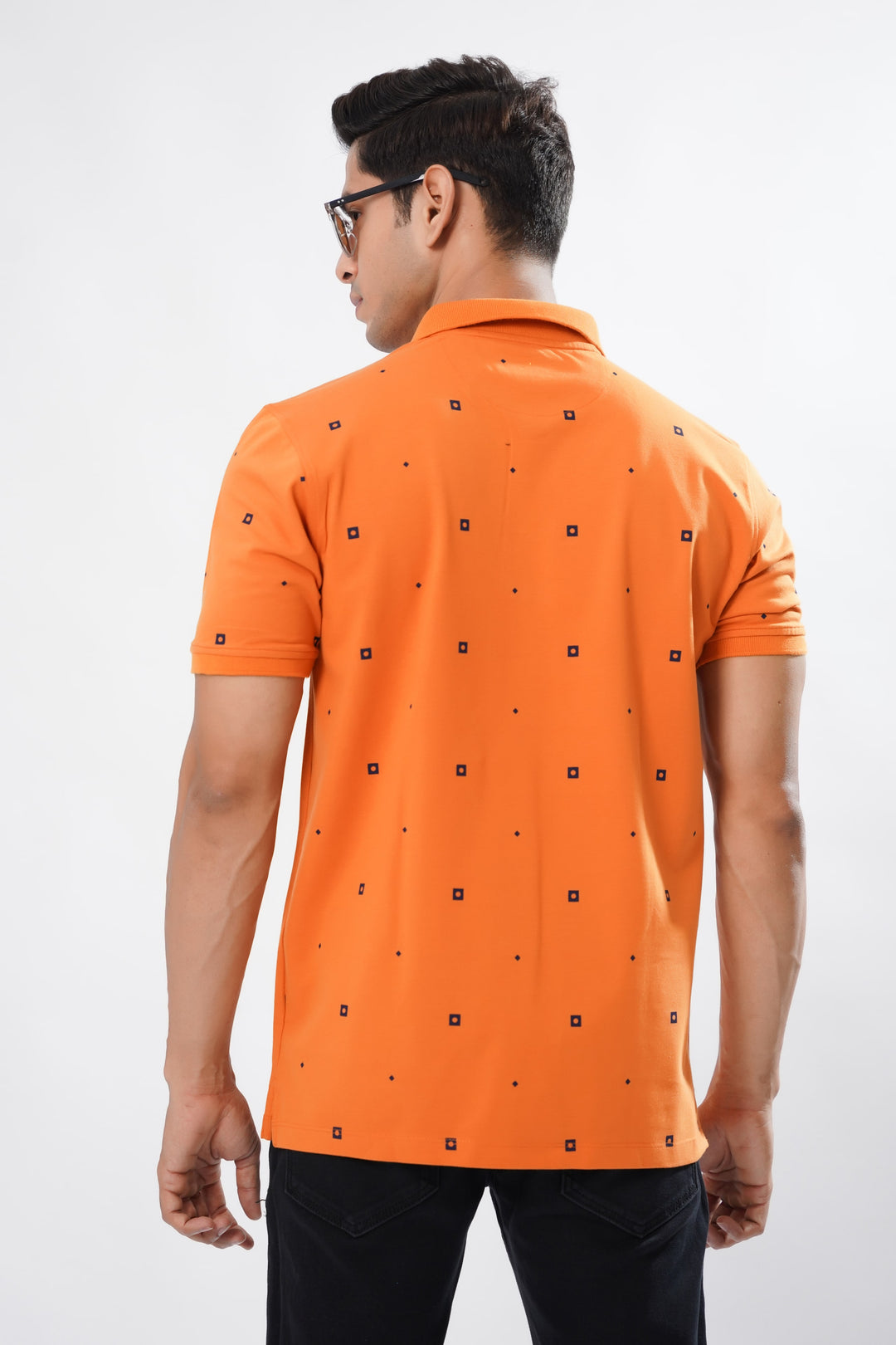 Cinnamon Orange Textured Polo T-Shirt for men, photo 5