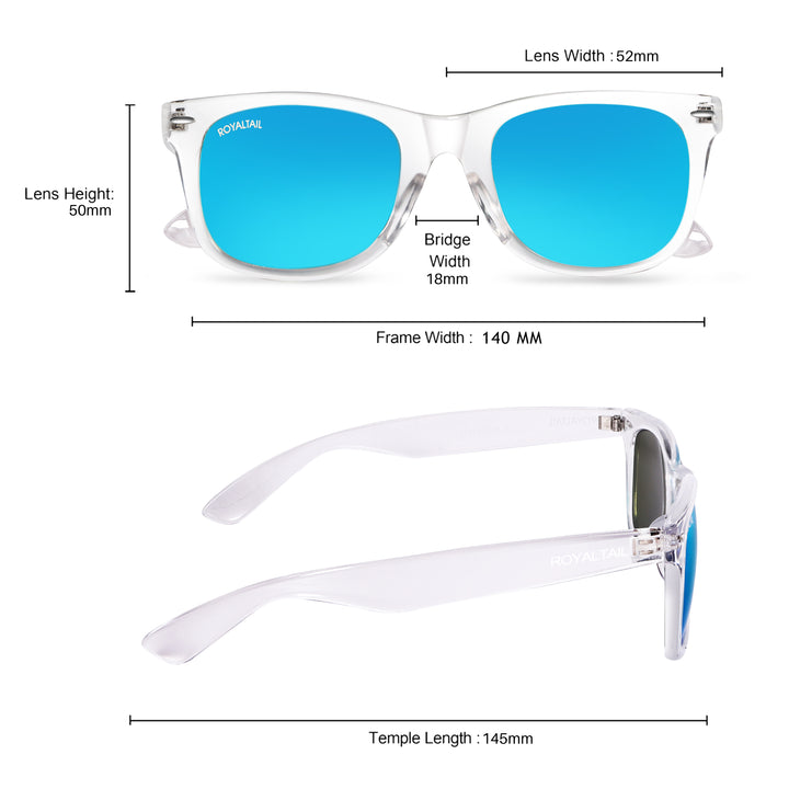 Clear wayfarer sunglasses with aqua blue lenses, photo 6