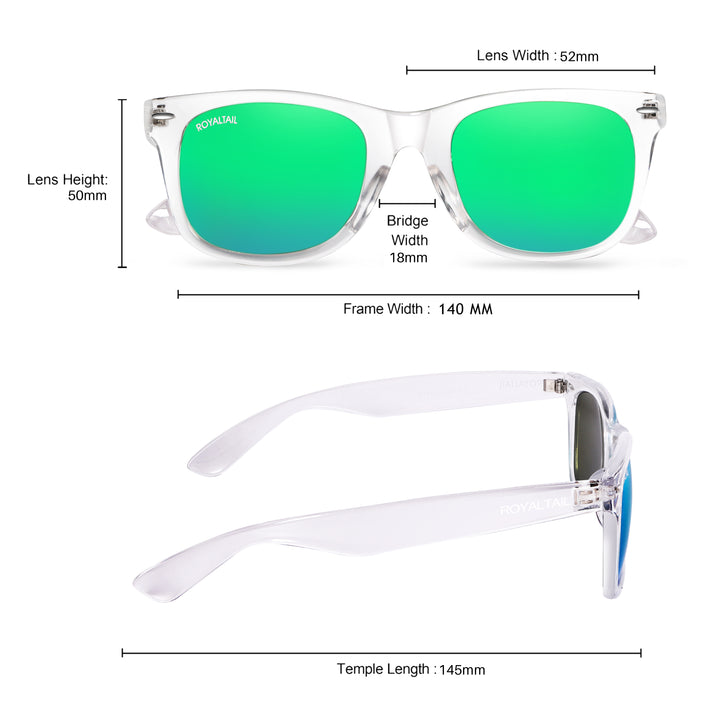 Clear wayfarer sunglasses with aqua green lenses, photo 6