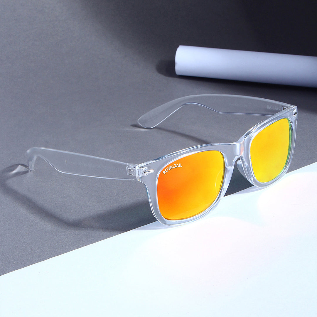 Clear wayfarer sunglasses with orange lenses, photo 4