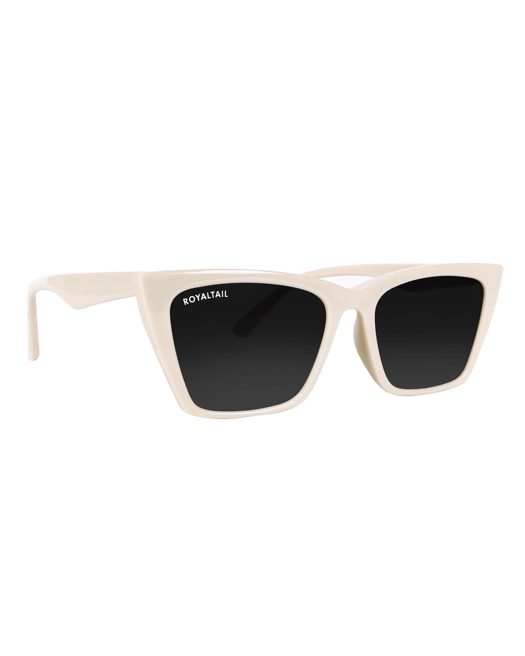 Cream cat-eye sunglasses with black lenses, photo 8