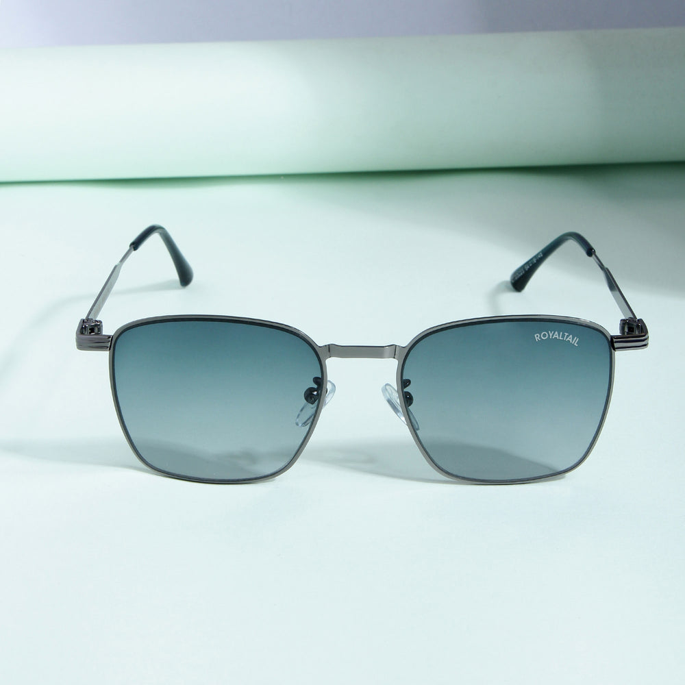 Metal square sunglasses for men and women, dark grey frame and gunmetal lenses