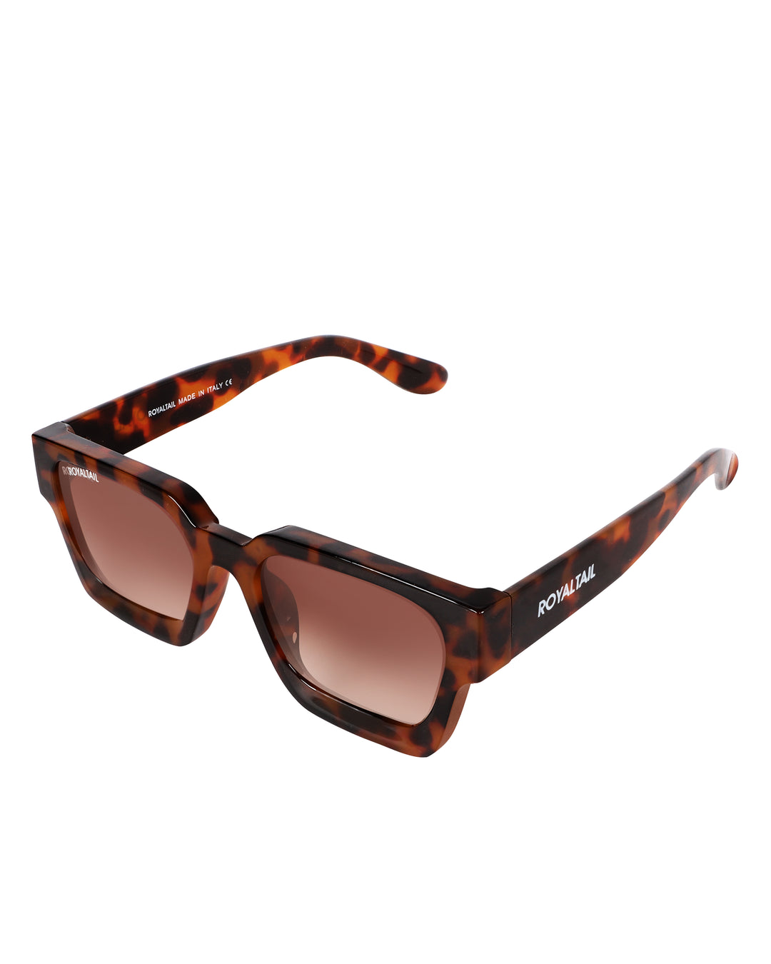 Thick square sunglasses for men and women, dark tortoise frame and brown lenses