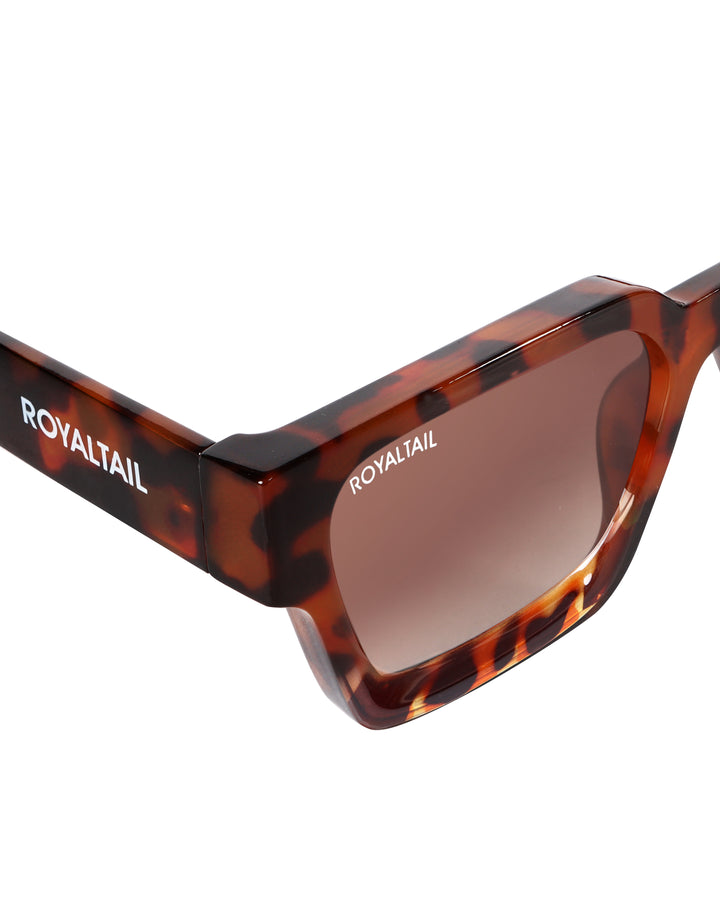 Dark tortoise thick square sunglasses with brown lenses, photo 4