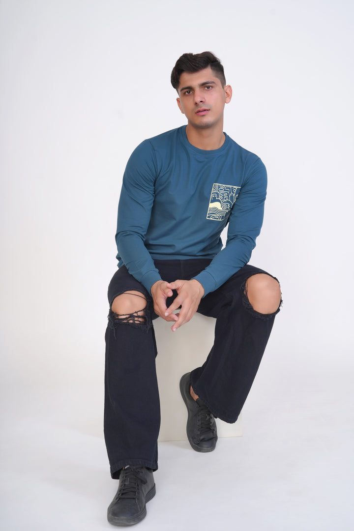 Deep Sea Blue Organic Cotton Sweatshirt by ROYALTAIL