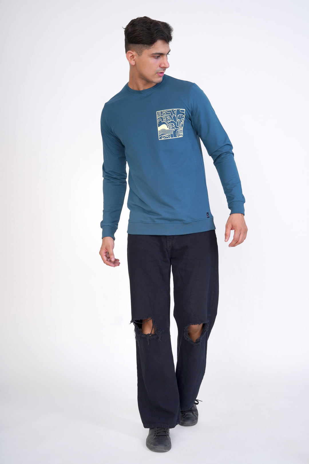 Deep Sea Blue Organic Cotton Sweatshirt for men, photo 5