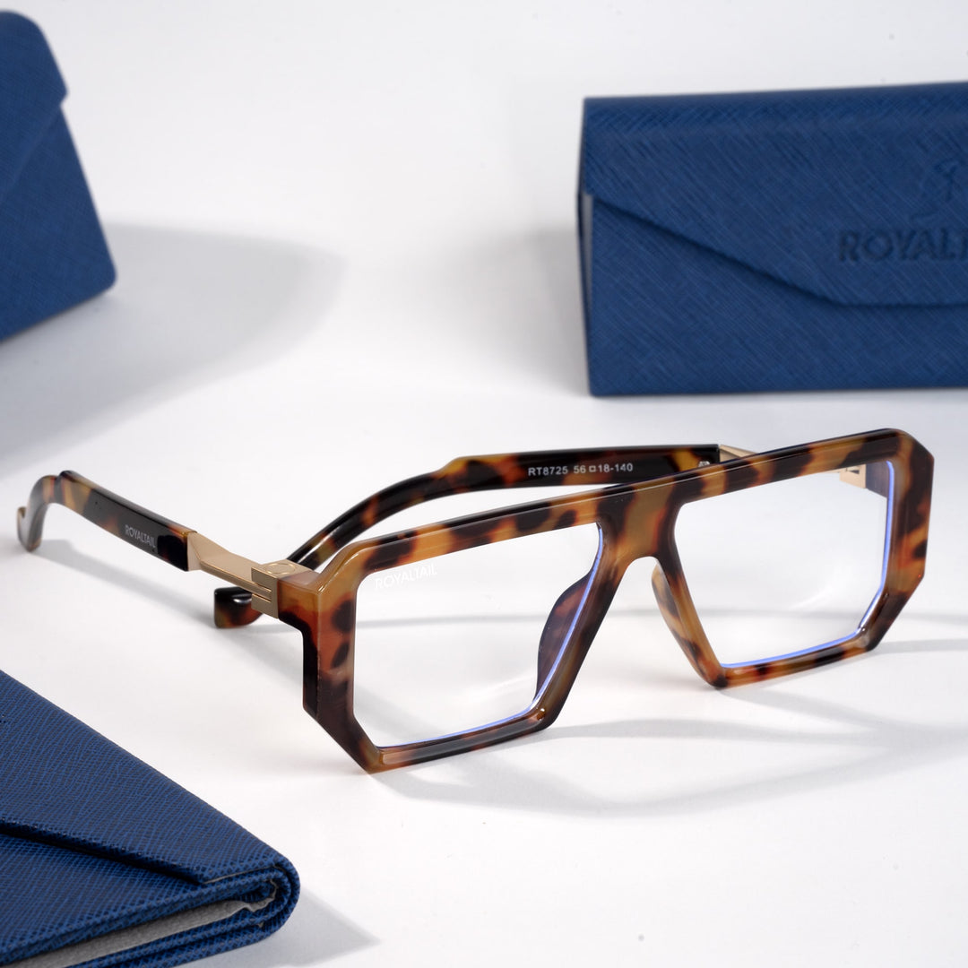 Demi brown rectangle glasses with clear lenses – ROYALTAIL