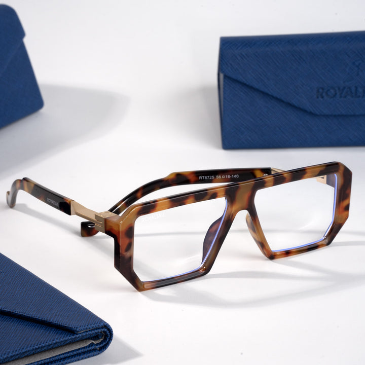 Demi brown rectangle glasses with clear lenses – ROYALTAIL