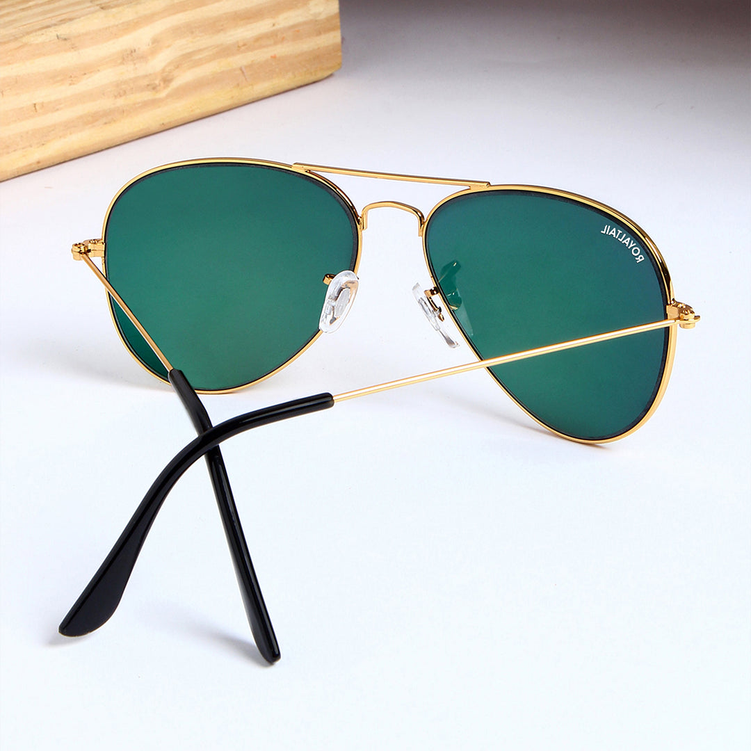 Gold aviator sunglasses with orange lenses, photo 5