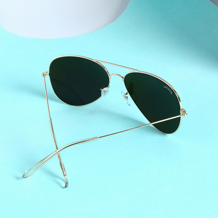 Gold aviator sunglasses with sea green lenses, photo 5