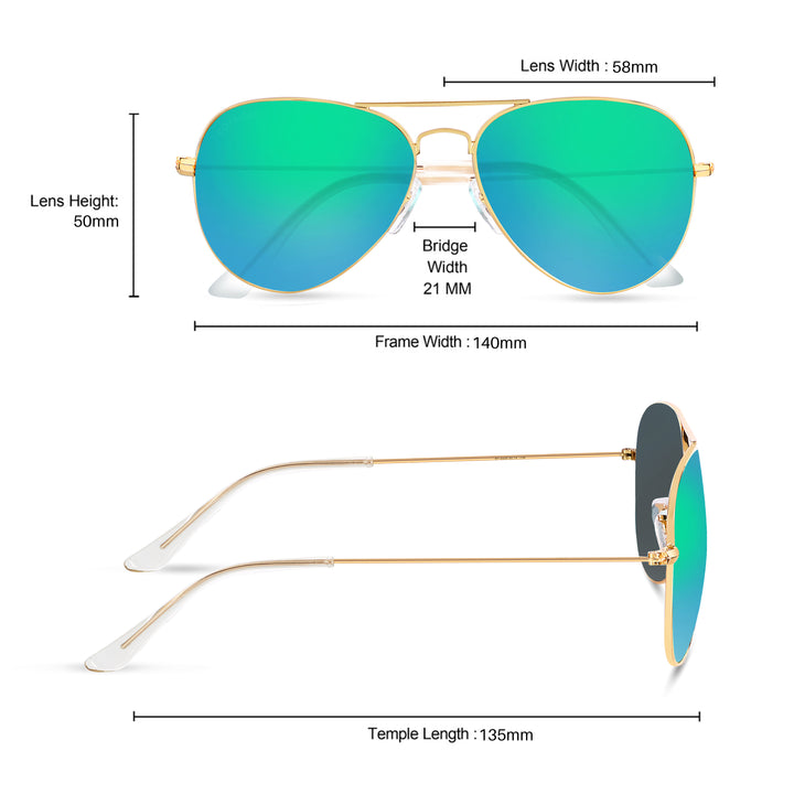 Gold aviator sunglasses with sea green lenses, photo 6