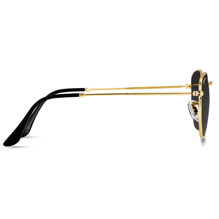 Gold hexagonal sunglasses with black lenses, photo 7