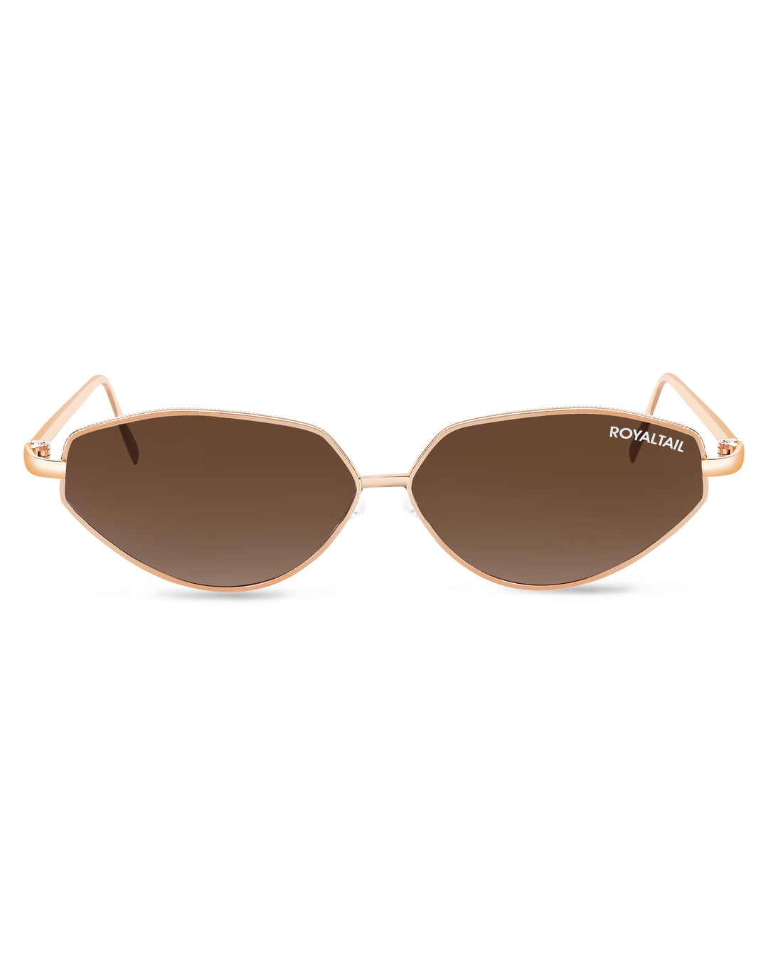 Gold metal cat-eye sunglasses with brown lenses – ROYALTAIL