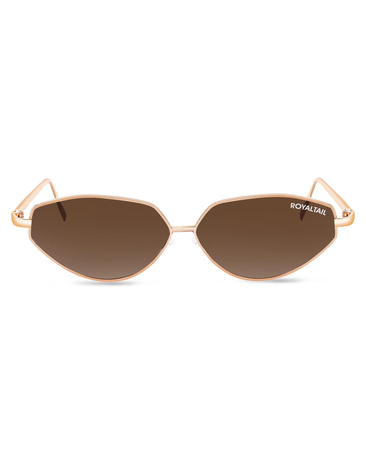 Gold metal cat-eye sunglasses with brown lenses – ROYALTAIL